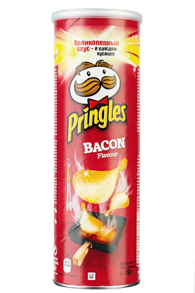 Ukraine Kiew Juli 2020 Pringles Bacon Packung Isoliert Auf Weißem — Stockfoto