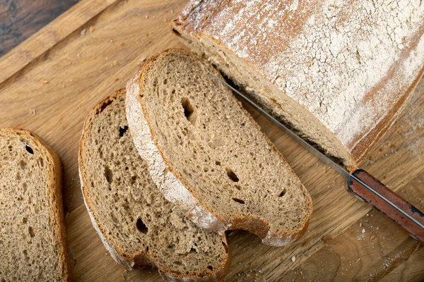 Pan Fresco Rodajas Primer Plano Mesa Comida Saludable Concepto Panadería — Foto de Stock