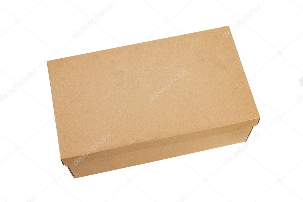 brown shoe box isolated on white background. place for text. file contains clipping pat
