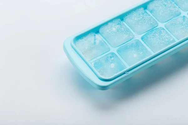 Blue Ice Tray Ice White Background — Stock Photo, Image