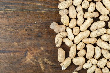 Kabuklu fıstık ezmesi. Üst Manzara. Metin için boşluk.