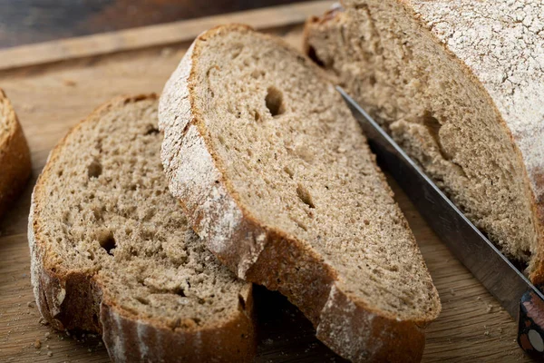 Pan Fresco Rodajas Primer Plano Mesa Comida Saludable Concepto Panadería — Foto de Stock