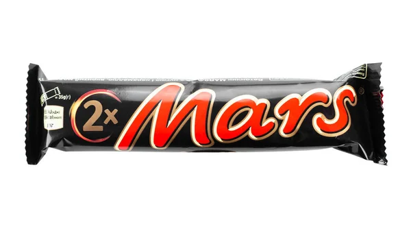 Ukrajna Kijev Március 2018 Mars Csokoládé Bár Elszigetelt Fehér Háttérrel — Stock Fotó