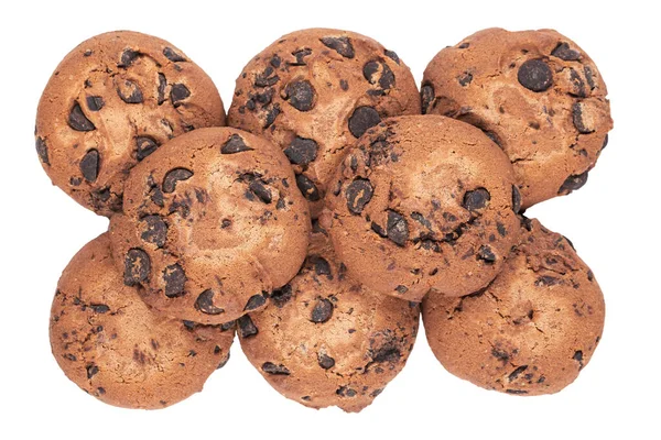 Chocolate Cookies Isolated White Background Clipping Path Top View — Stock Photo, Image