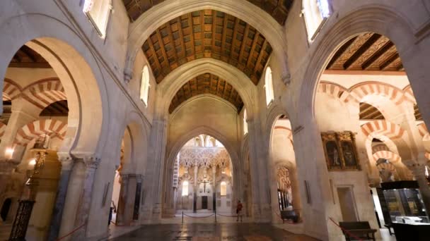 Кордова Іспанія Близько Грудня 2018 Року Внутрішній Вигляд Кафедрального Собору — стокове відео