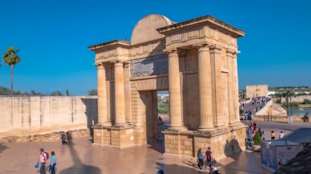 Cordoba Spain Circa December 2018 Timelapse Tourists Visiting Puerta Del — Stock Video