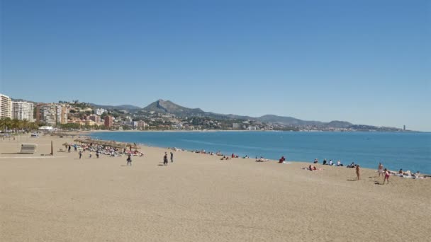 Pláž Malagueta Slavná Městská Pláž Malaga Španělsko — Stock video