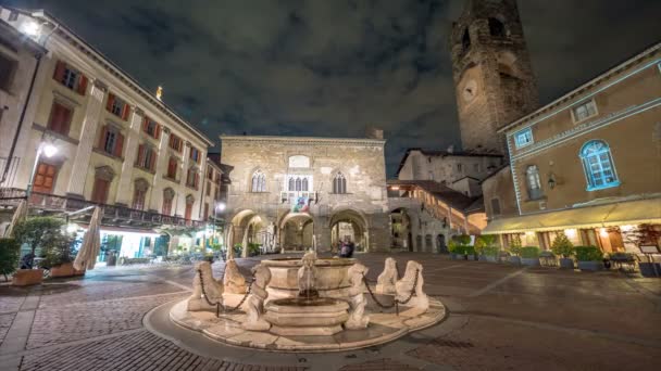 Bergamo Itália Circa Maio 2018 Tempo Visita Turística Fonte Contarini — Vídeo de Stock