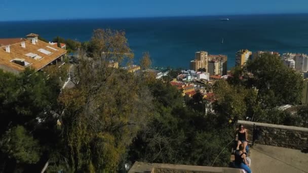Malaga Spagna Circa Aprile 2018 Veduta Dal Castello Gibralfaro Una — Video Stock