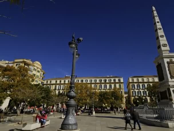 Málaga Espanha Por Volta Março 2018 Turista Visitando Plaza Merced — Vídeo de Stock