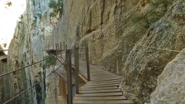 Gorge Des Gaitanes Sentier Caminito Del Rey Malaga Espagne Caméra — Video