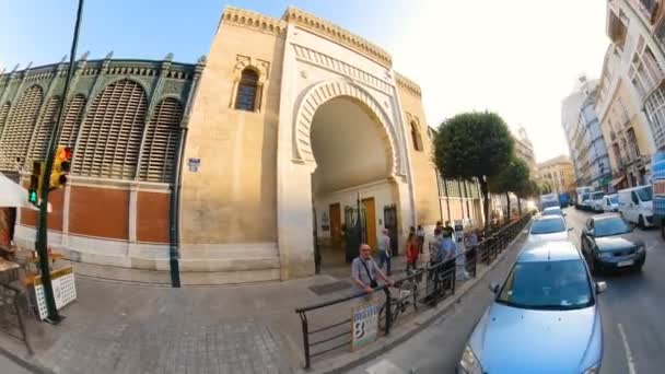 Malaga Spanien Juli 2019 Marmorbogen Eingang Des Lebensmittelmarktes Atarazanas Historischen — Stockvideo