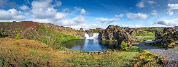 Panorama Aereo Epico Drone Vista Volare Sopra Paesaggio Della Cascata — Foto Stock