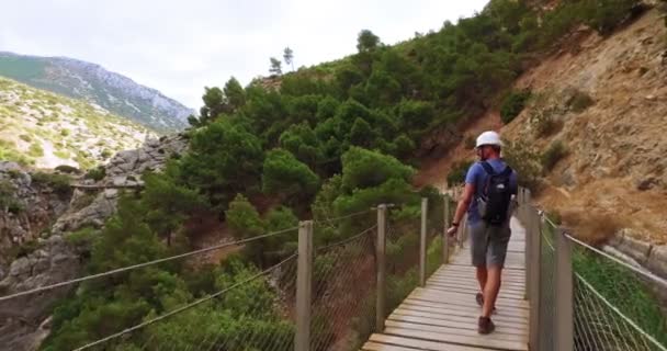 Malaga Spanien September 2016 Königlicher Weg Caminito Del Rey Gorge — Stockvideo