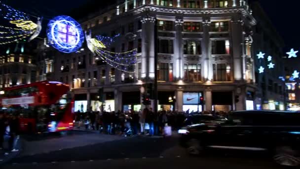 Лондон Великобритания Около Ноября 2016 Года Люди Движение Оксфордском Цирке — стоковое видео