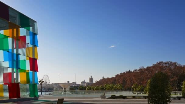Malaga Spanien Cirka Januari 2018 Pompidou Centrum Museum Marinan Längs — Stockvideo