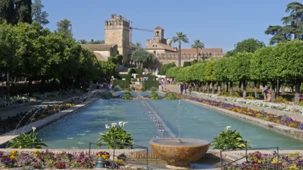 Cordoba Spain Circa June 2018 Tourists Visiting Gardens Alcazares Los — Stockvideo