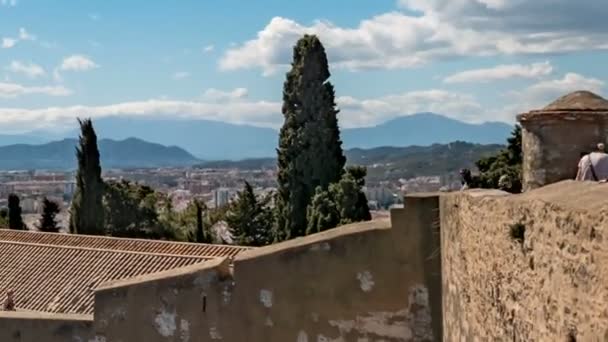 Malaga Spanje Circa April 2018 Timelapse Van Toerist Het Kasteel — Stockvideo