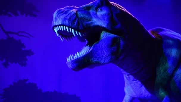 Närbild av en Tyrannosaurus i Naturhistoriska museet — Stockvideo