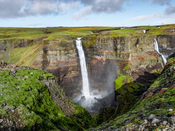 Άποψη Του Τοπίου Του Καταρράκτη Haifoss Στην Ισλανδία Φύση Και — Φωτογραφία Αρχείου