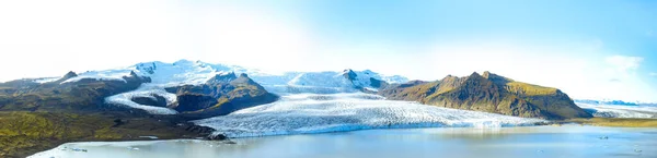 Ijslands Landschap Panorama Van Een Toerist Die Fjallsarlon Gletsjer Lagune — Stockfoto