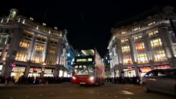 London United Kingdom Circa November 2016 People Traffic Oxford Circus — Stock Video