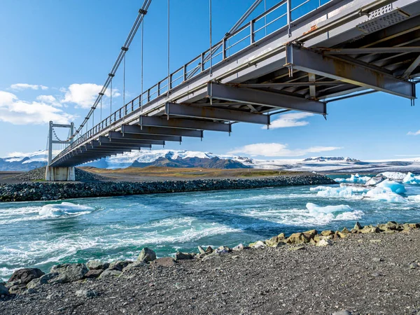 Міст Через Льодовик Йокулсарлон Айсберги Плавають Річці Одним Найбільш Туристичних — стокове фото