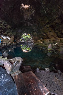 Jameos del Agua, Kanarya Adaları 'ndaki Lanzarote' nin en önemli manzaralı yerlerinden biri olan gölü olan bir mağara.