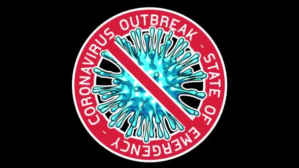 State of National Emergency for Coronavirus Анімація без плям COVID-19 Кризова карантинна концепція. — стокове відео