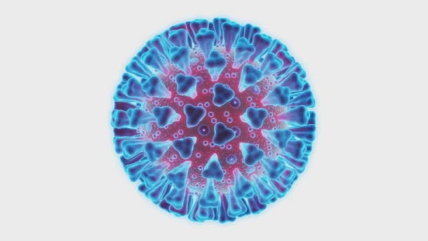 Futuristische medizinische Grafik der Benutzeroberfläche FUI HUD der Coronavirus-Krankheit COVID-19-Infektion.3D-Darstellung der medizinischen Illustration des mit weißem Hintergrund isolierten Erregers. — Stockvideo