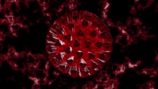 Coronavirus hastalığının detaylı elektronik mikroskop animasyonu COVID-19 enfeksiyonu 3D Çin patojen solunum gribi covid virüsünün tıbbi çizimi — Stok video