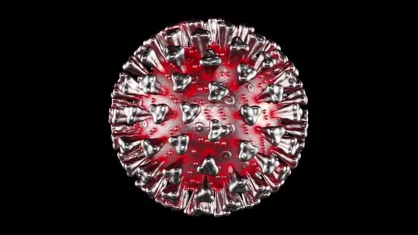 Detailní elektronický mikroskop animace koronavirové choroby COVID-19 infekce.3D zobrazovací lékařské ilustrace čínského viru patogenní respirační chřipky izolované alfa kanálem — Stock video
