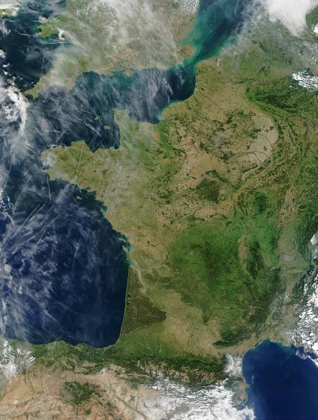 Vista Satelital Francia Gran Bretaña Norte España Elementos Esta Imagen — Foto de Stock