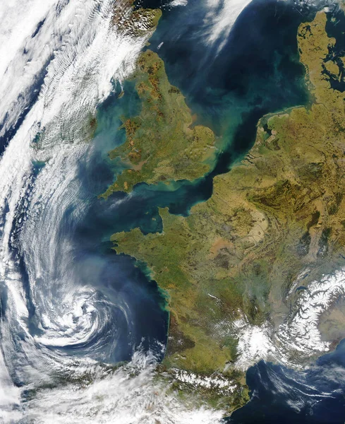 Vista Satelital Francia Gran Bretaña Norte España Elementos Esta Imagen — Foto de Stock