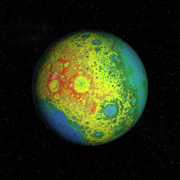 LOLA lunar topography globe. Topographic map. Elements of this image furnished by NASA\'s Goddard Space Flight Center Scientific Visualization Studio.