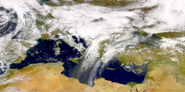 Satélite Vista Mar Mediterráneo Sur Europa Italia España Portugal Israel — Foto de Stock