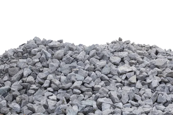 Ezilmiş taş yığınları beyaz izole.