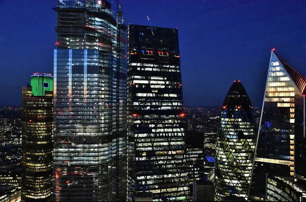 Londyn Anglia Października 2018 Skyline Downtown City London Nocy Widać — Zdjęcie stockowe