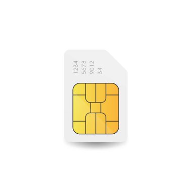 Sim kart vektör işareti. Cep telefonu çipi simgesi.