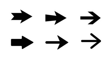 İzole edilmiş siyah vektör ok koleksiyonu. İmleç seti. Ok simgesi.