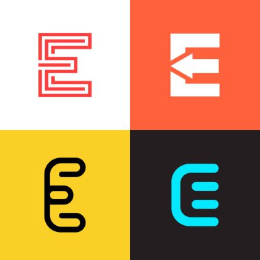 E harfi logo işaretleri koleksiyon vektör tasarımı.