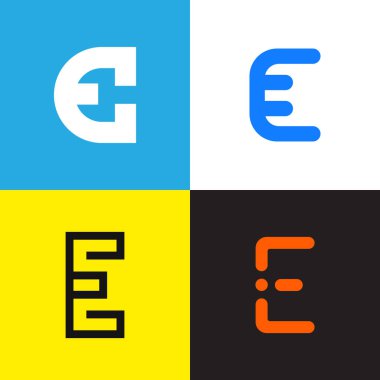 E harfi logo işaretleri koleksiyon vektör tasarımı.