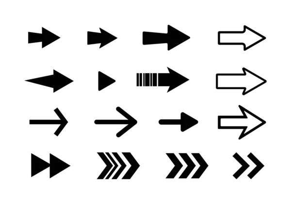 Ізольована Колекція Чорних Векторних Стрілок Набір Курсорів Піктограма Стрілками — стоковий вектор