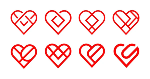 Corazón Lineal Icono Signos Vector Diseño — Vector de stock