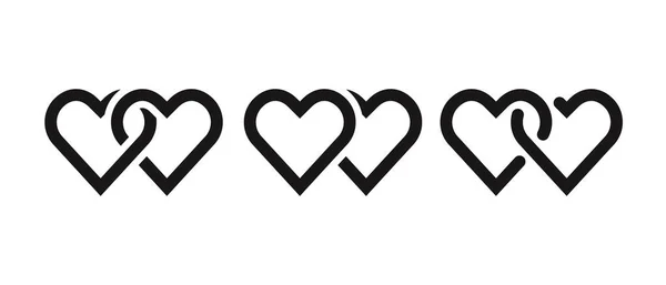 Colección Iconos Corazones Señales Amor Datting Símbolo Del Logotipo — Vector de stock