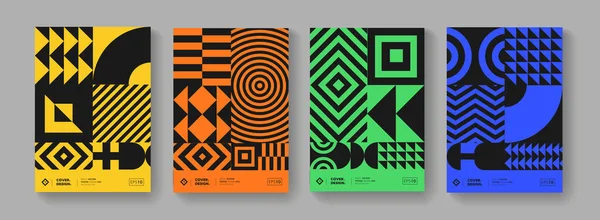クールな最小限の幾何学的なポスターコレクションベクトルデザイン 流行パターン — ストックベクタ