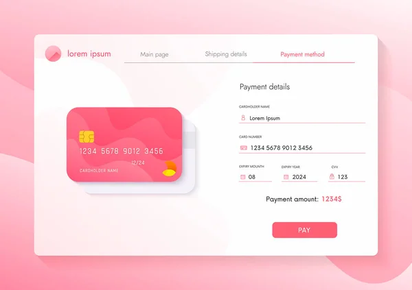 Página Web Con Detalles Pago Formulario Información Diseño Ventana Del — Archivo Imágenes Vectoriales