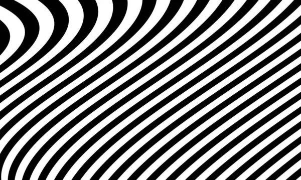 要旨波状の黒と白の縞模様の背景ベクトルデザイン — ストックベクタ