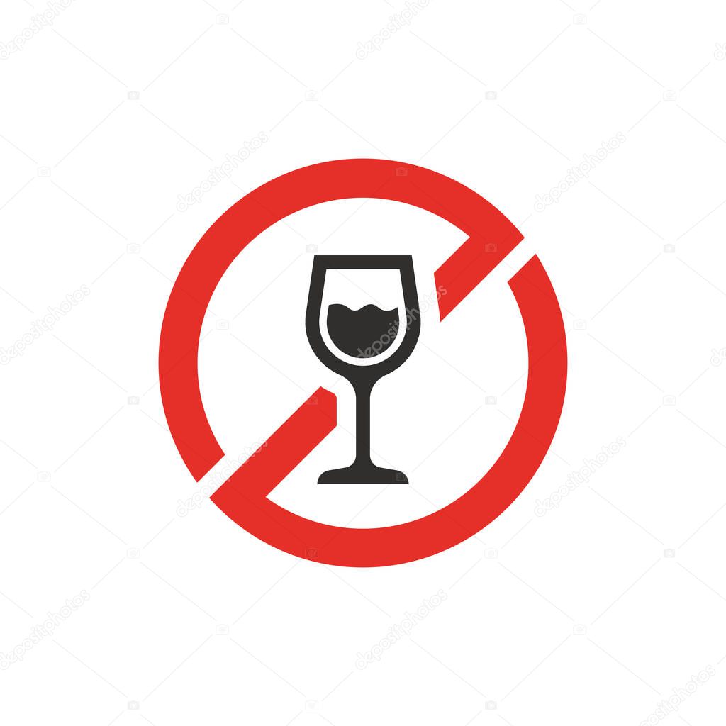 No alcohol sign vector design. Wineglass icon.