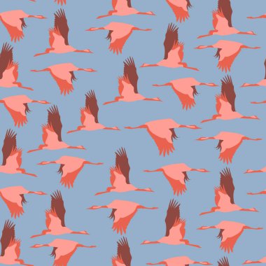 Turnalarla kusursuz desen - kuşlar mavi gökyüzünde uçar